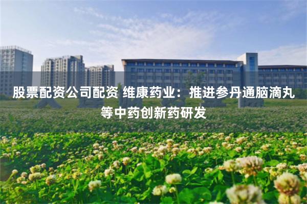 股票配资公司配资 维康药业：推进参丹通脑滴丸等中药创新药研发