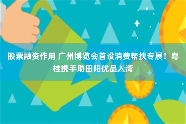 股票融资作用 广州博览会首设消费帮扶专展！粤桂携手助田阳优品入湾